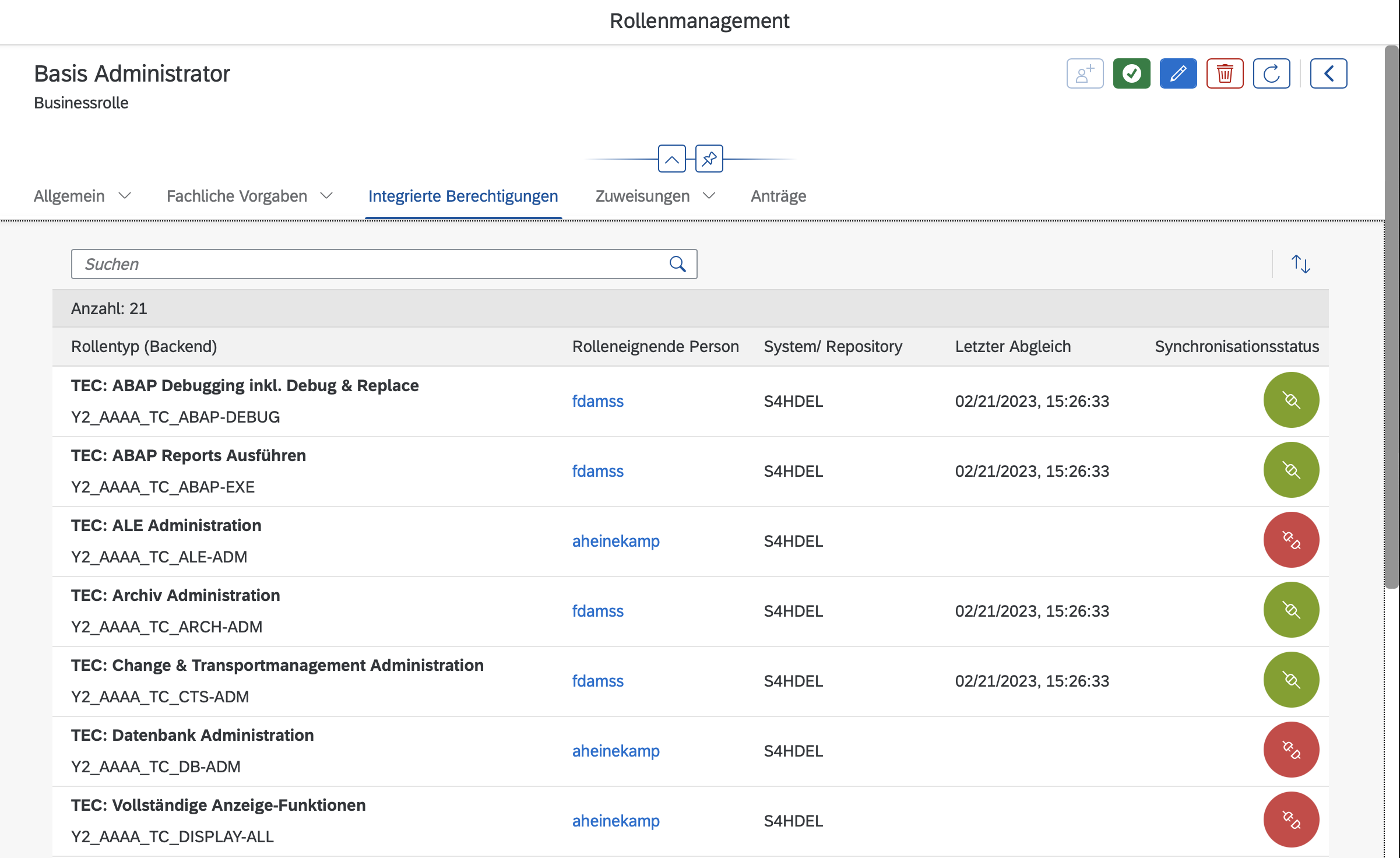 Rollenmanagement App